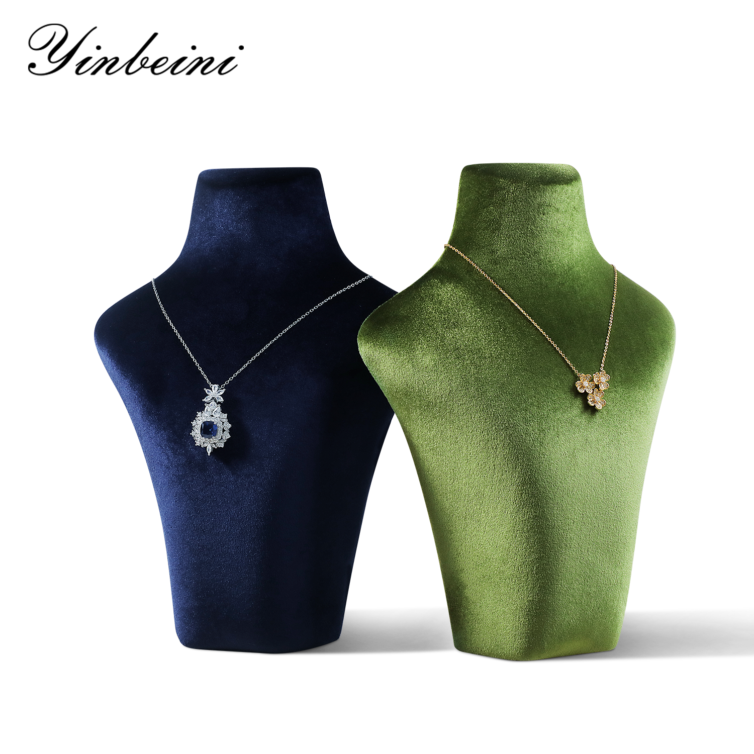 Yinbeini Velvet Necklace Display Stand Portrait Chest Jewelry Pendant Showcase Rack Counter Display Props jewelry counter  RB015