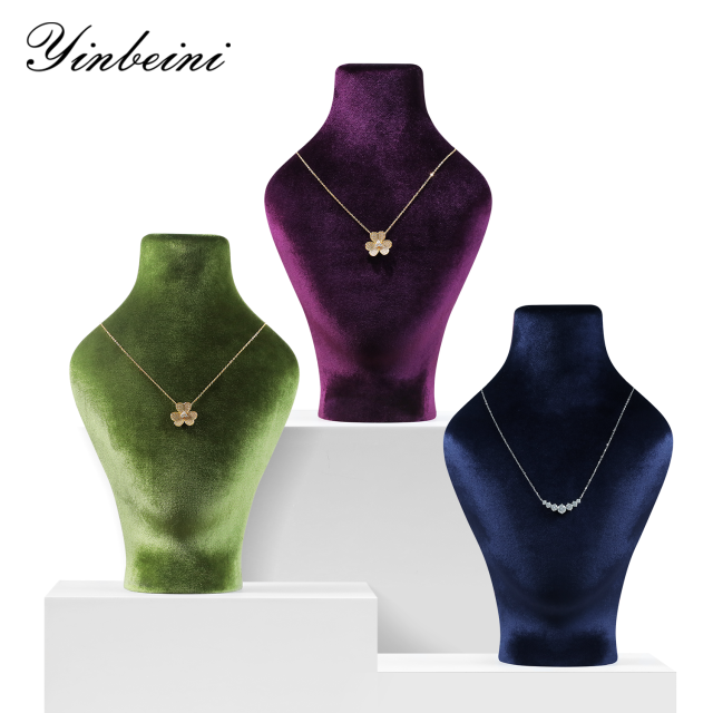 Yinbeini Classic Velvet Jewelry Necklace Display Bust Timeless Design for Antique Vintage and Modern Jewelry Collections RB025