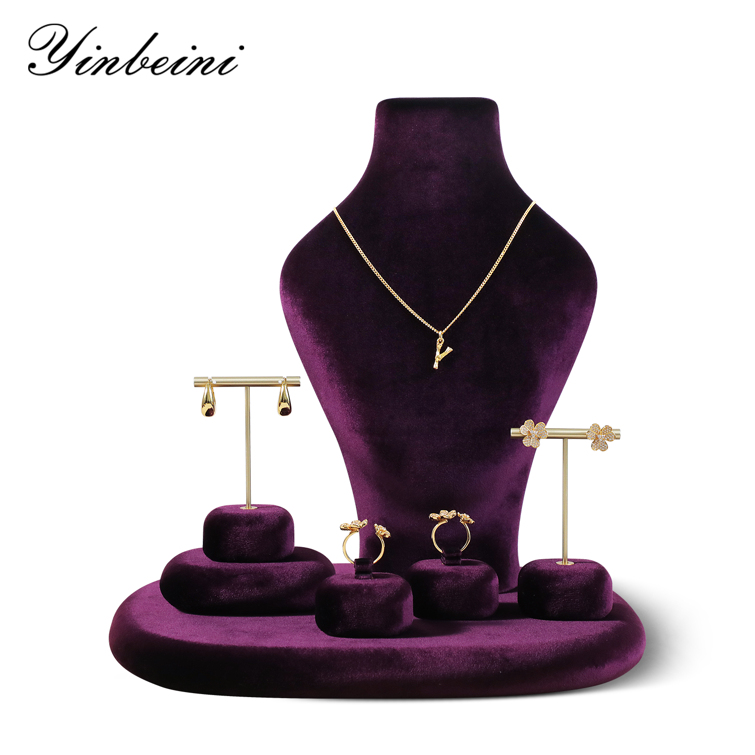 Yinbeini Classic Velvet Jewelry Necklace Display Bust Timeless Design for Antique Vintage and Modern Jewelry Collections RB025