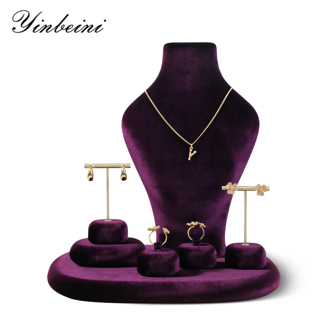 Yinbeini Classic Velvet Jewelry Necklace Display Bust Timeless Design for Antique Vintage and Modern Jewelry Collections RB025