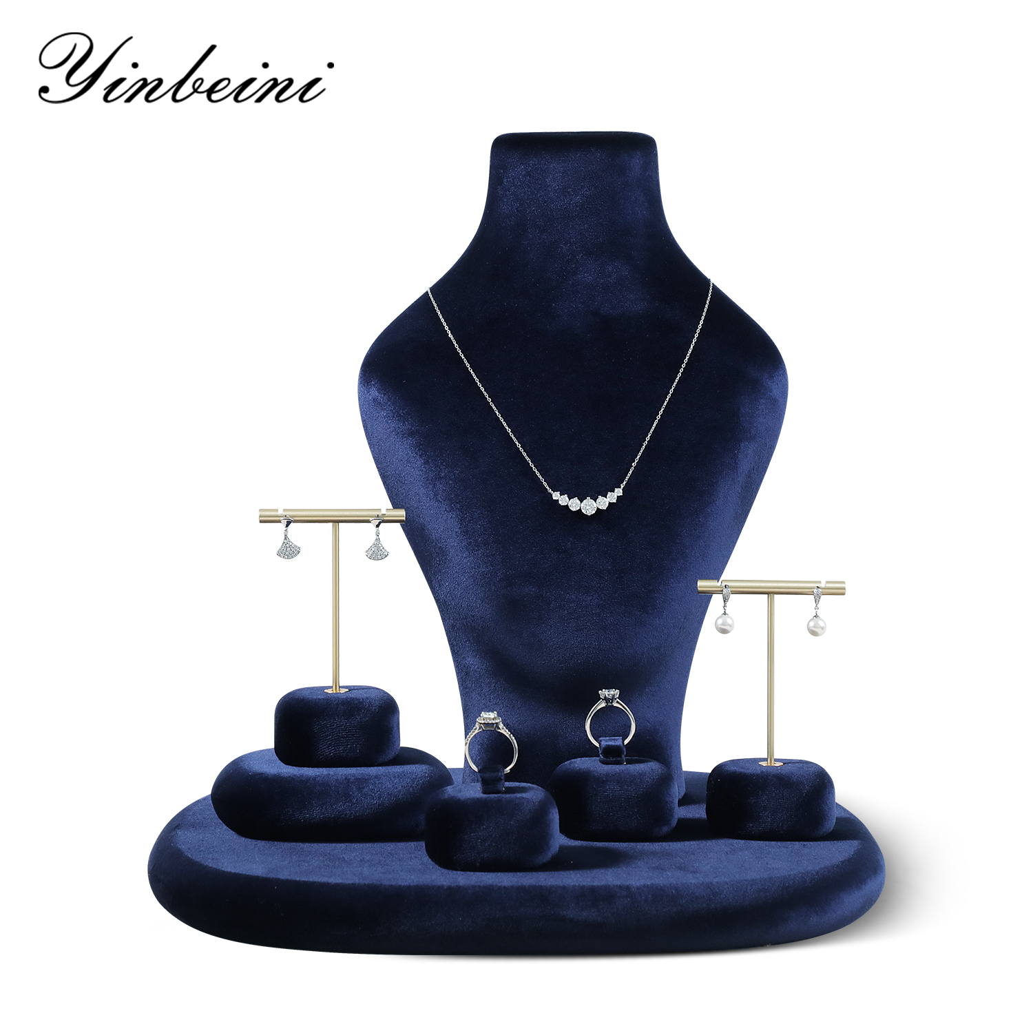 Yinbeini Classic Velvet Jewelry Necklace Display Bust Timeless Design for Antique Vintage and Modern Jewelry Collections RB025