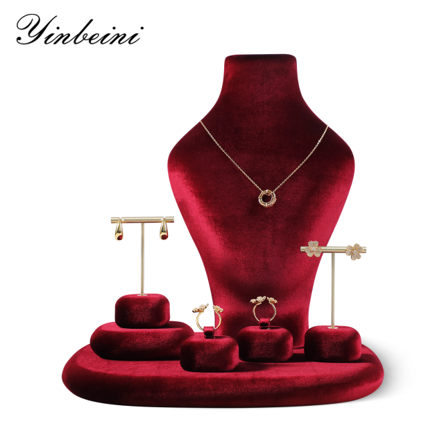 Yinbeini Classic Velvet Jewelry Necklace Display Bust Timeless Design for Antique Vintage and Modern Jewelry Collections RB025