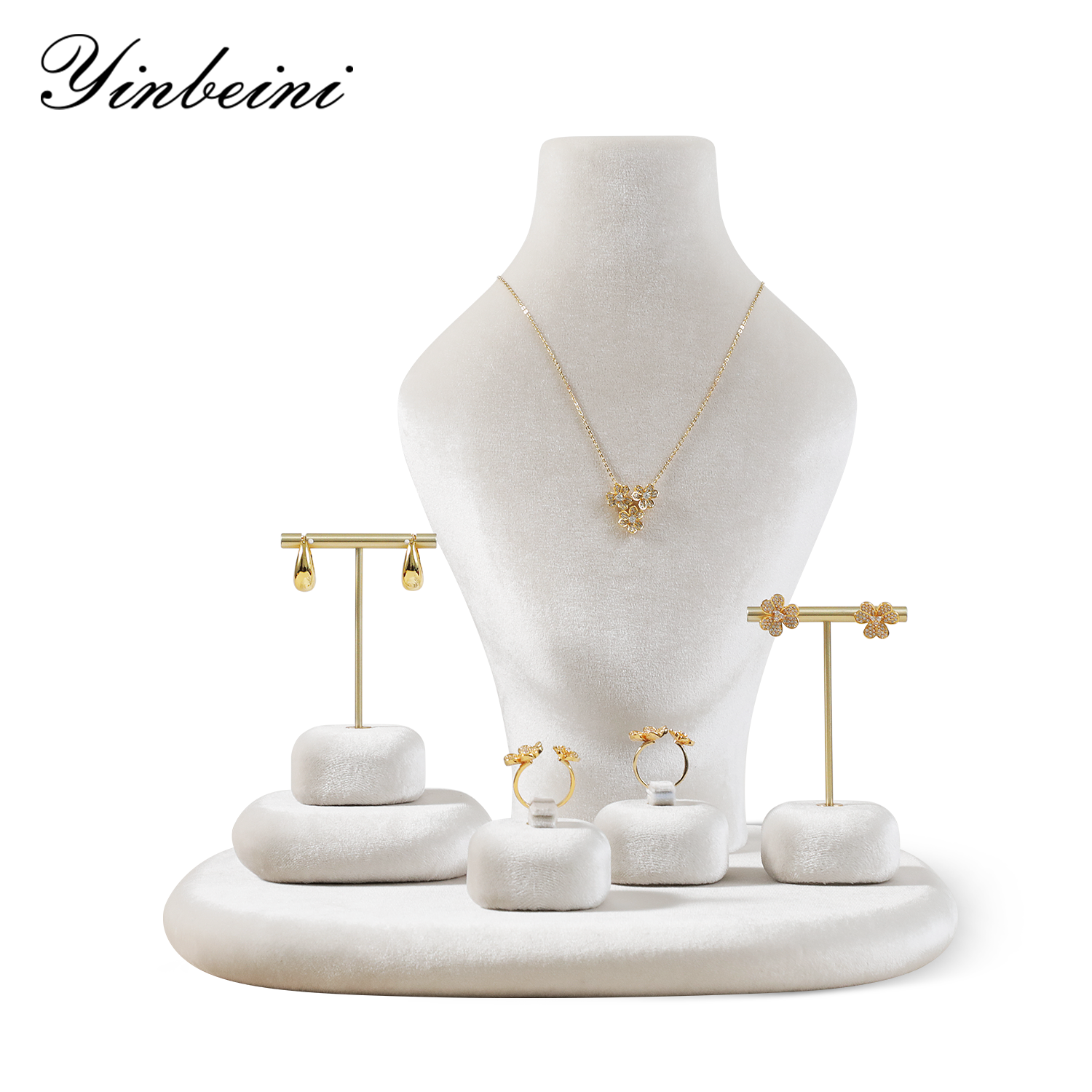 Yinbeini Classic Velvet Jewelry Necklace Display Bust Timeless Design for Antique Vintage and Modern Jewelry Collections RB025
