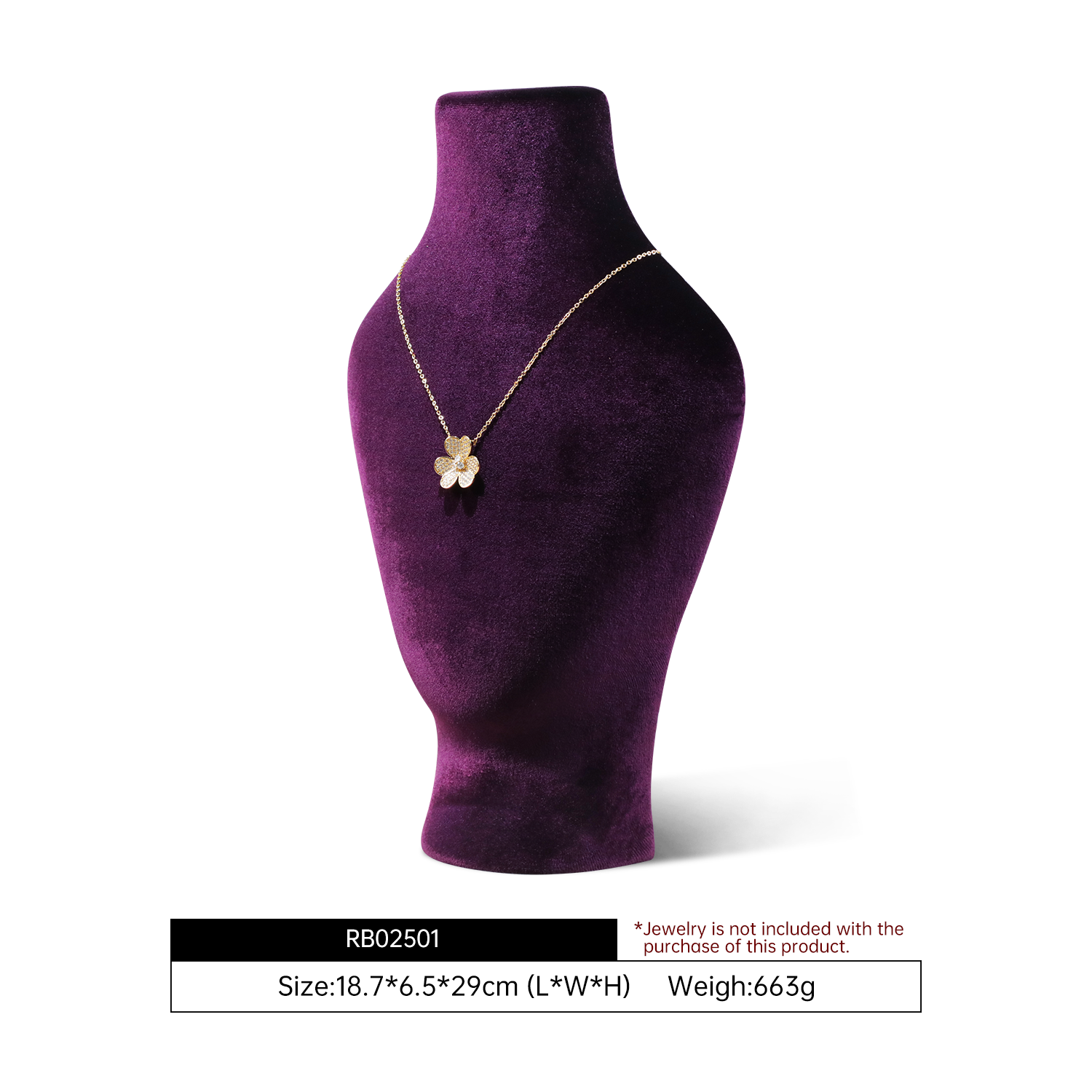 Yinbeini Classic Velvet Jewelry Necklace Display Bust Timeless Design for Antique Vintage and Modern Jewelry Collections RB025