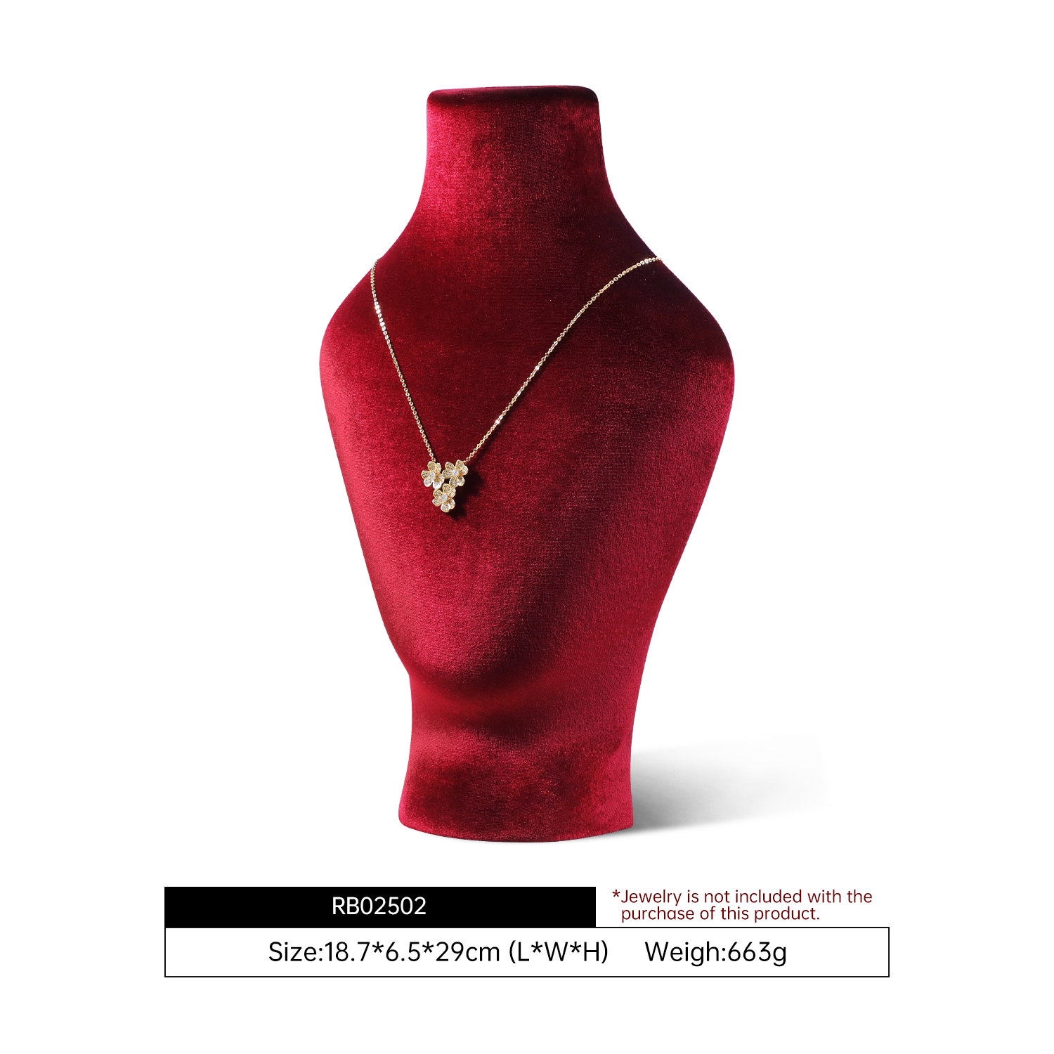 Yinbeini Classic Velvet Jewelry Necklace Display Bust Timeless Design for Antique Vintage and Modern Jewelry Collections RB025