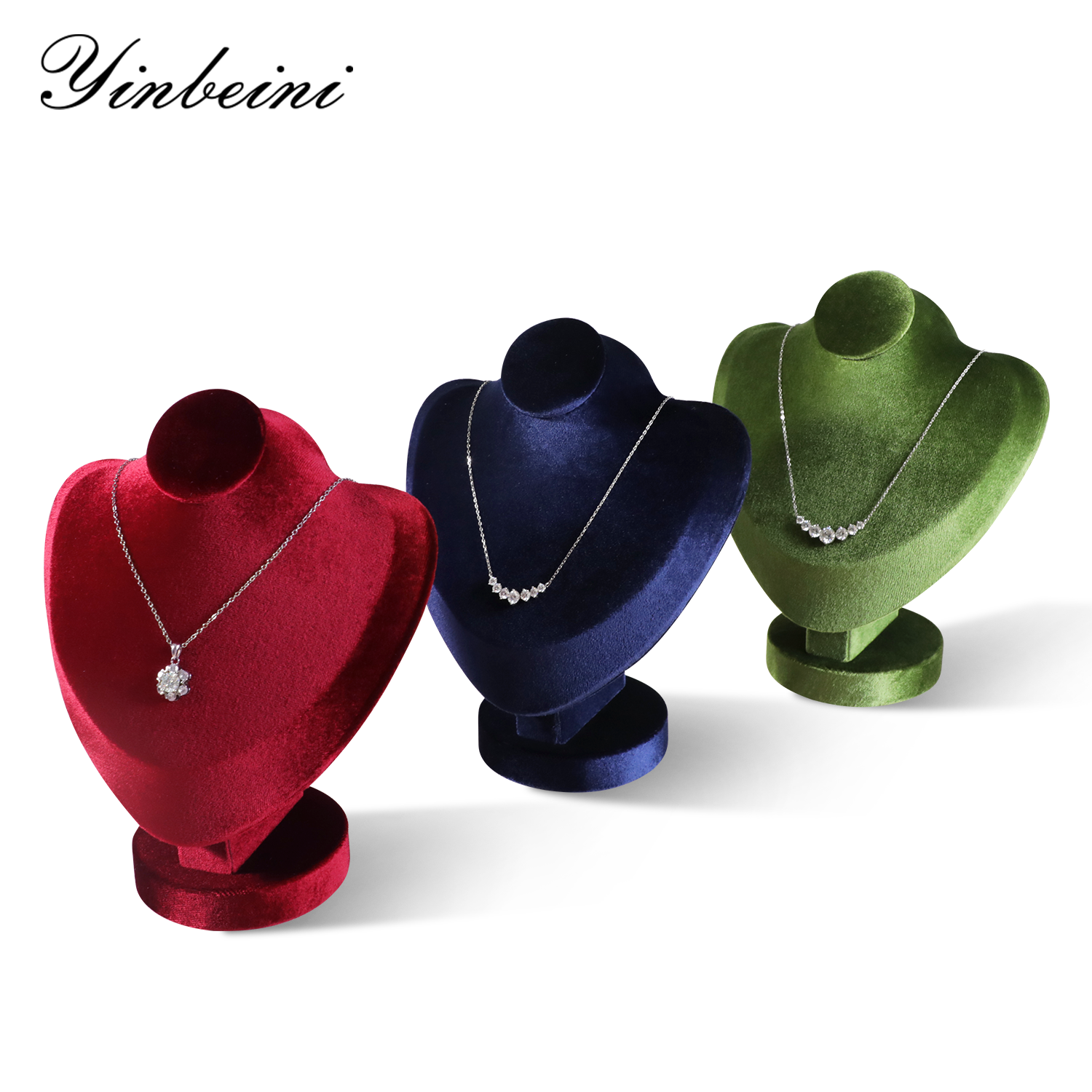 Yinbeini Velvet Jewelry Pendant Chest Stand Necklace Display Organizer Jewelry Store Countertop Exhibition Props RB026