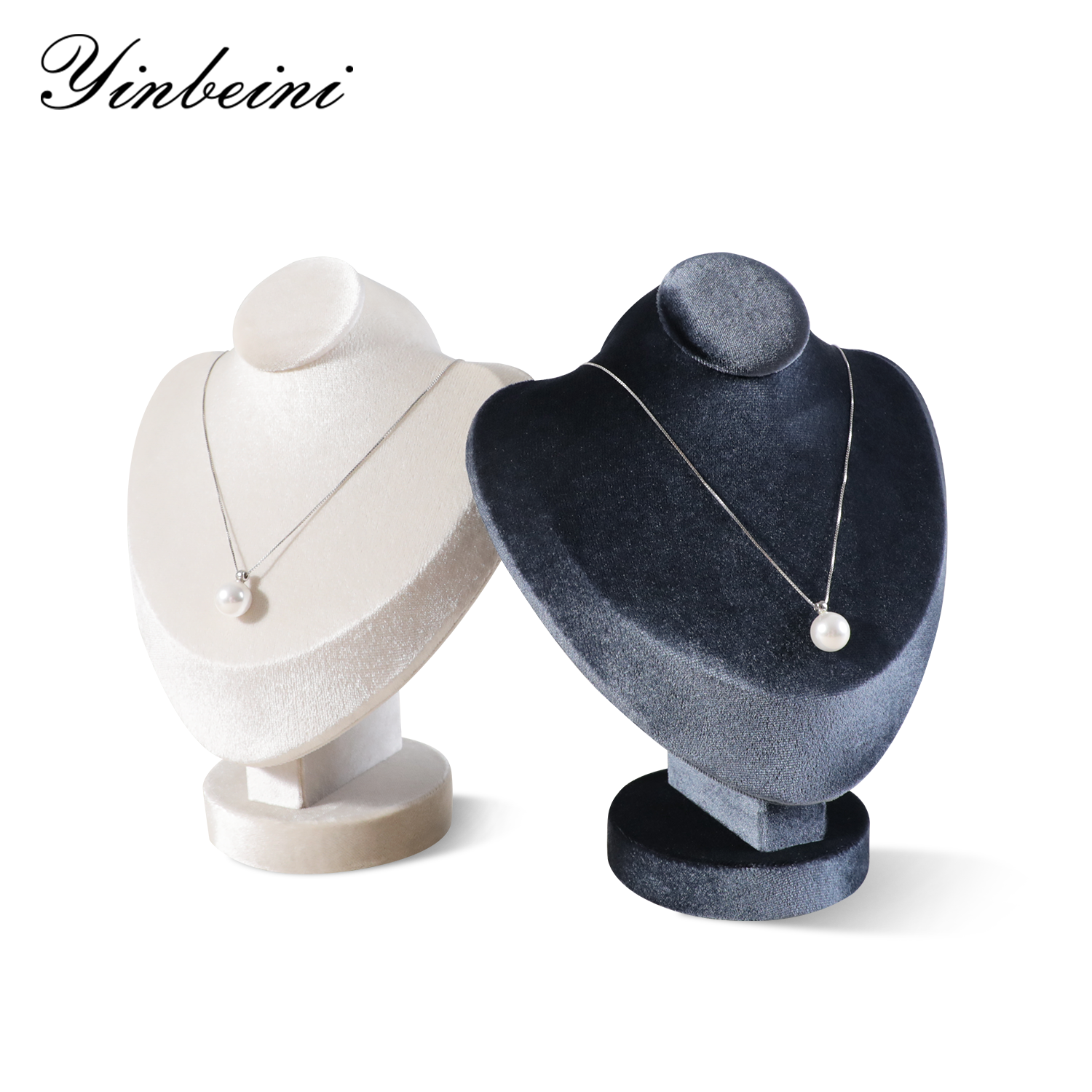 Yinbeini Velvet Jewelry Pendant Chest Stand Necklace Display Organizer Jewelry Store Countertop Exhibition Props RB026