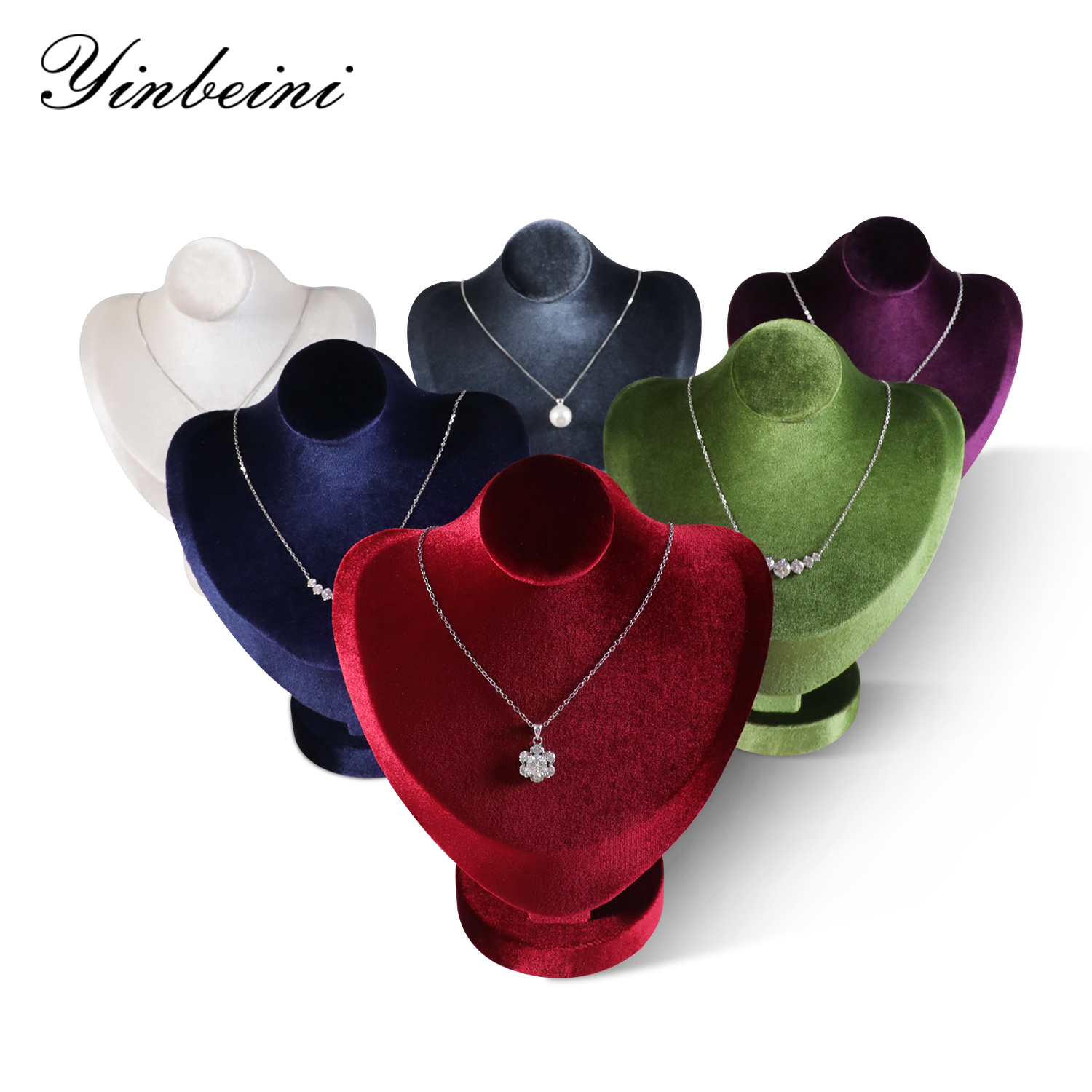 Yinbeini Velvet Jewelry Pendant Chest Stand Necklace Display Organizer Jewelry Store Countertop Exhibition Props RB026