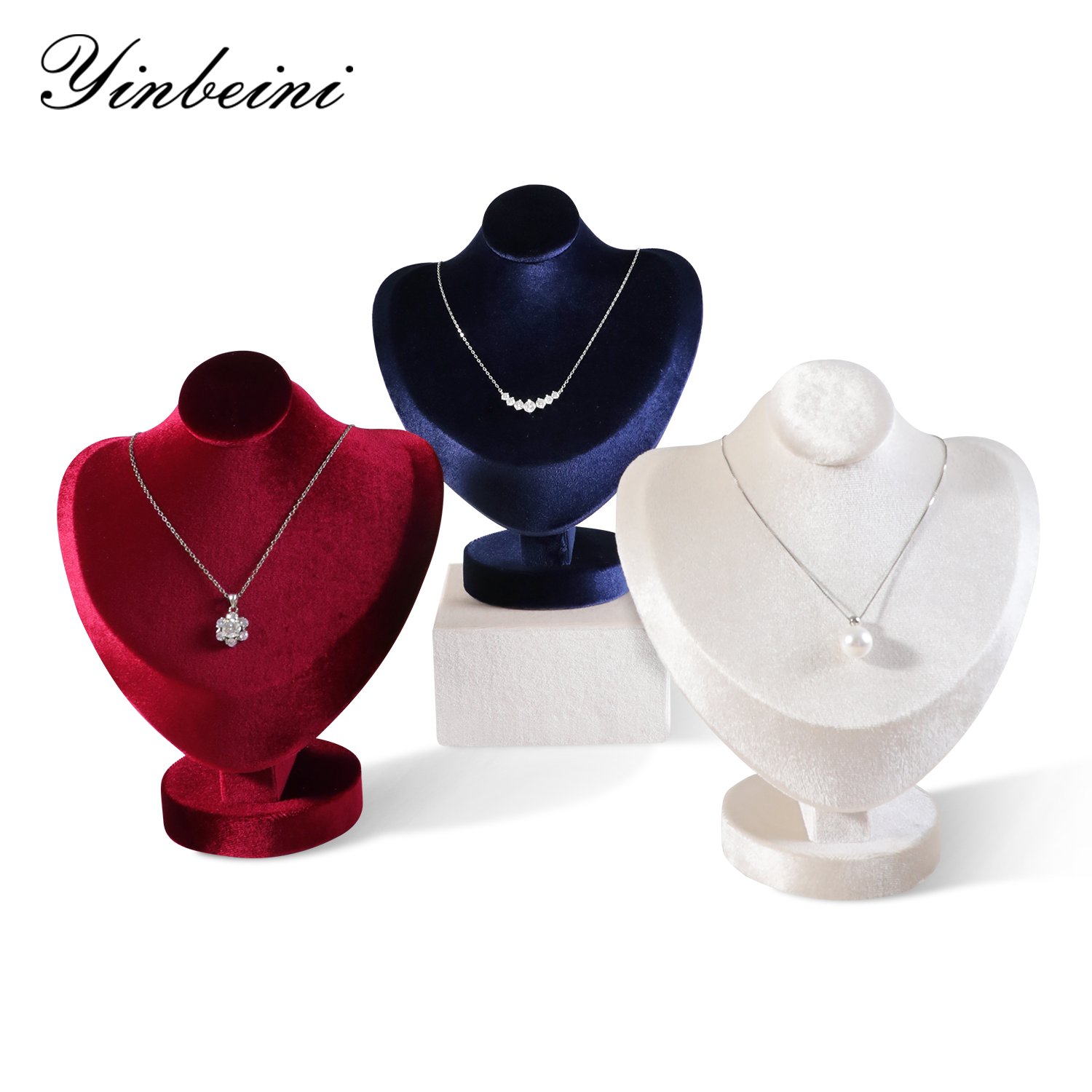 Yinbeini Velvet Jewelry Pendant Chest Stand Necklace Display Organizer Jewelry Store Countertop Exhibition Props RB026