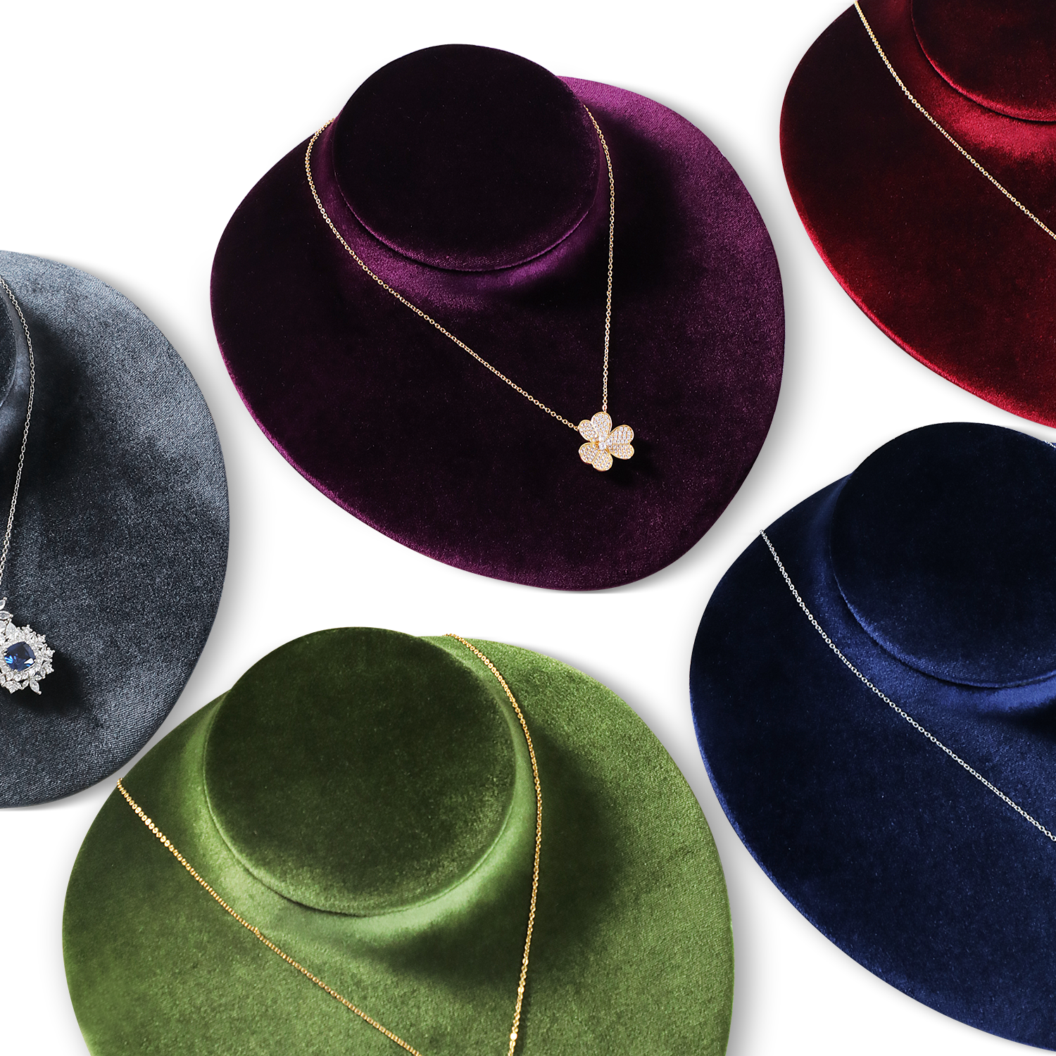 Yinbeini Vintage Inspired Velvet Jewelry Bust Display Retro Fabric for Antique and Vintage Jewelry Collections RB027