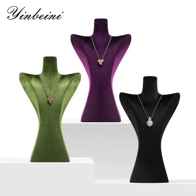 Yinbeini Patented Portrait Necklace Display Props Velvet Jewelry Chest Display Stand Pendant Showcase Holder RB029