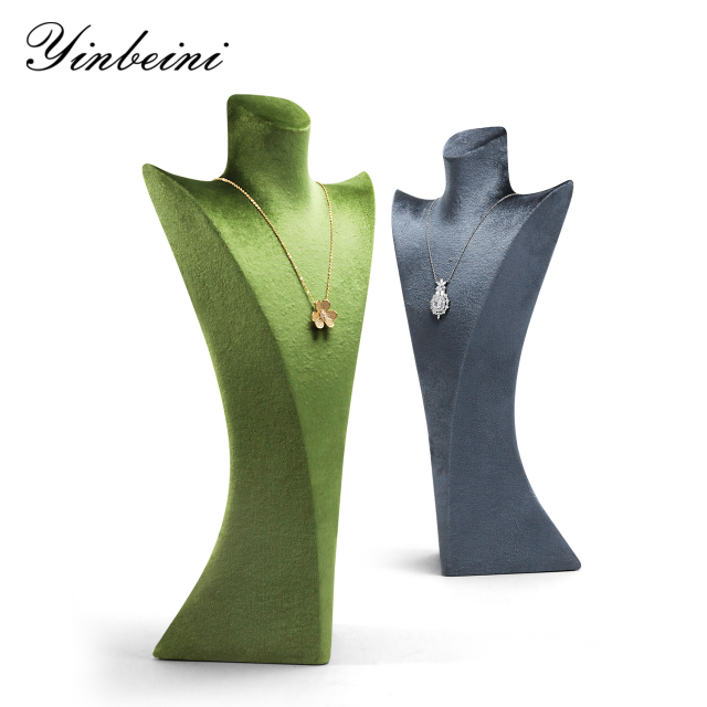 Yinbeini Green Velvet Necklace Display Bust Fresh Color for Bohemian and Nature Inspired Jewelry Ideal for Boho Boutiques and Summer Displays RB030