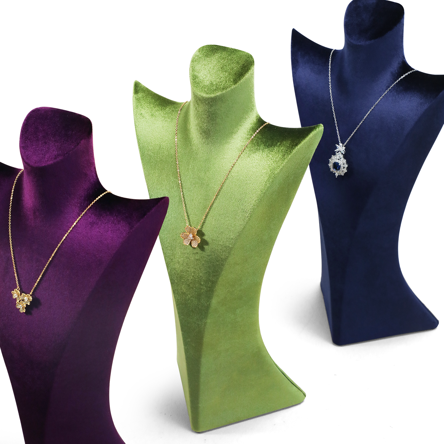 Yinbeini Green Velvet Necklace Display Bust Fresh Color for Bohemian and Nature Inspired Jewelry Ideal for Boho Boutiques and Summer Displays RB030