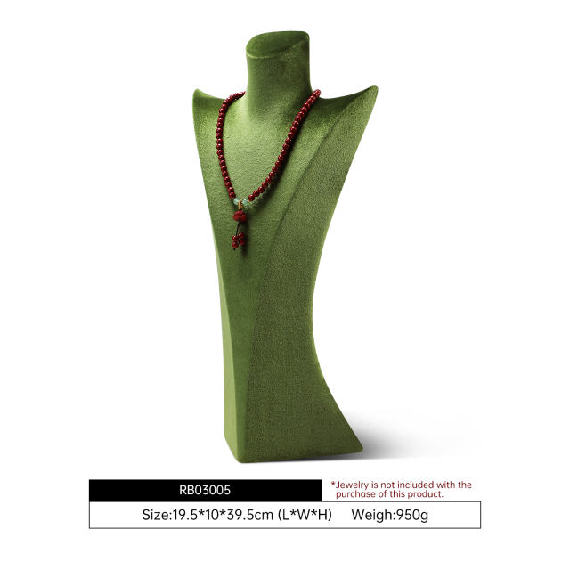 Yinbeini Green Velvet Necklace Display Bust Fresh Color for Bohemian and Nature Inspired Jewelry Ideal for Boho Boutiques and Summer Displays RB030