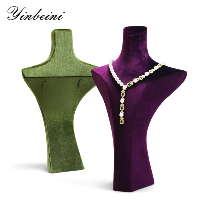Yinbeini Patented Portrait Necklace Display Props Velvet Jewelry Chest Display Stand Pendant Showcase Holder RB031