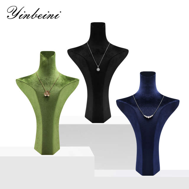 Yinbeini Patented Portrait Necklace Display Props Velvet Jewelry Chest Display Stand Pendant Showcase Holder RB031