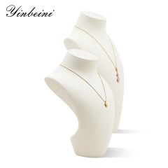 Yinbeini Microfiber  Mannequin Stand Jewelry Display Props Necklace Display Stand Portrait display stand Vertical jewelry counter Jeweler Beige RX007