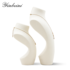 Yinbeini Microfiber  Mannequin Stand Jewelry Display Props Necklace Display Stand Portrait display stand Vertical jewelry counter Jeweler Beige RX007