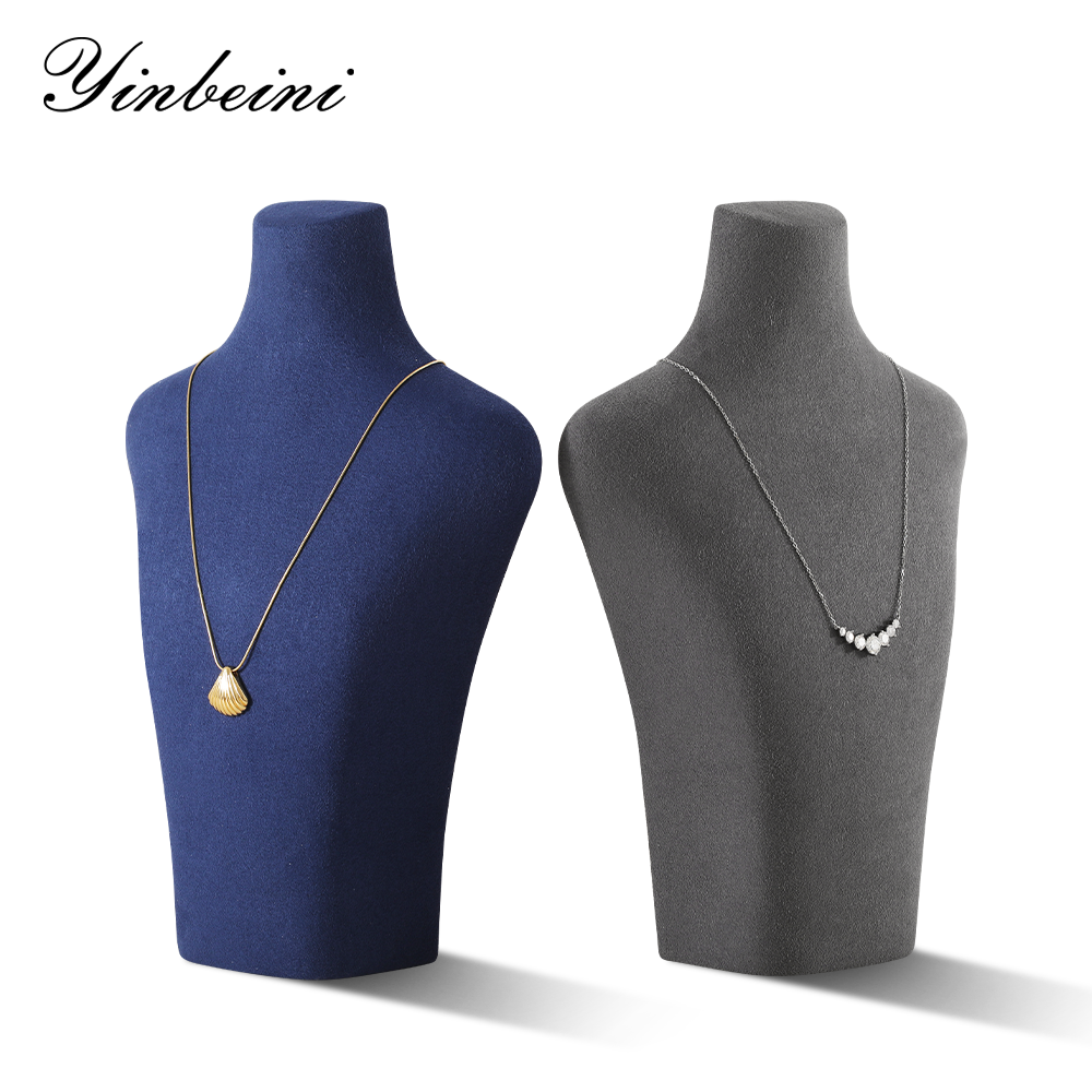 Yinbeini Microfiber Portrait display stand Necklace Display Stand Vertical Mannequin Stand Jewelry Display Props Jeweler's jewelry counter Light Beige RX001