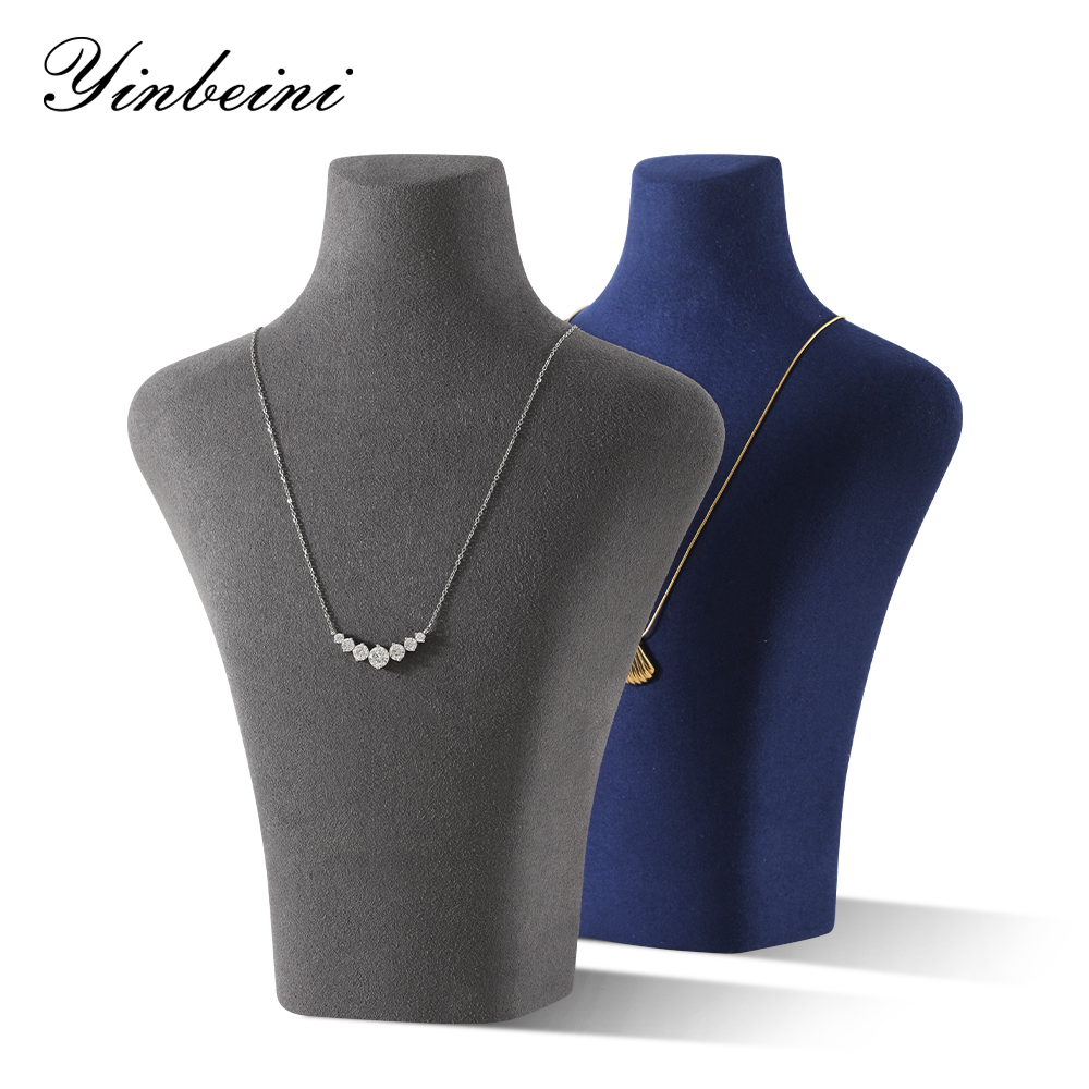 Yinbeini Microfiber Portrait display stand Necklace Display Stand Vertical Mannequin Stand Jewelry Display Props Jeweler's jewelry counter Light Beige RX001