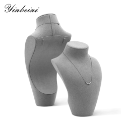 Yinbeini Microfiber  Mannequin Stand Jewelry Display Props Necklace Display Stand Portrait display stand Vertical jewelry counter Jeweler Beige RX007