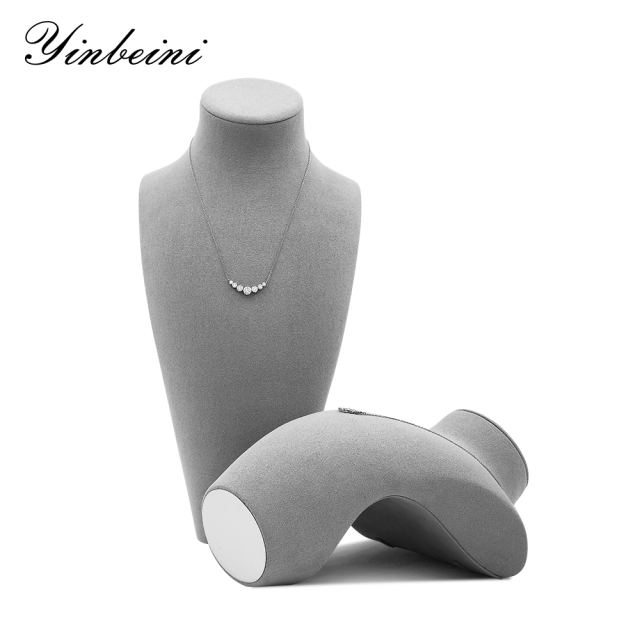 Yinbeini Microfiber  Mannequin Stand Jewelry Display Props Necklace Display Stand Portrait display stand Vertical jewelry counter Jeweler Beige RX007