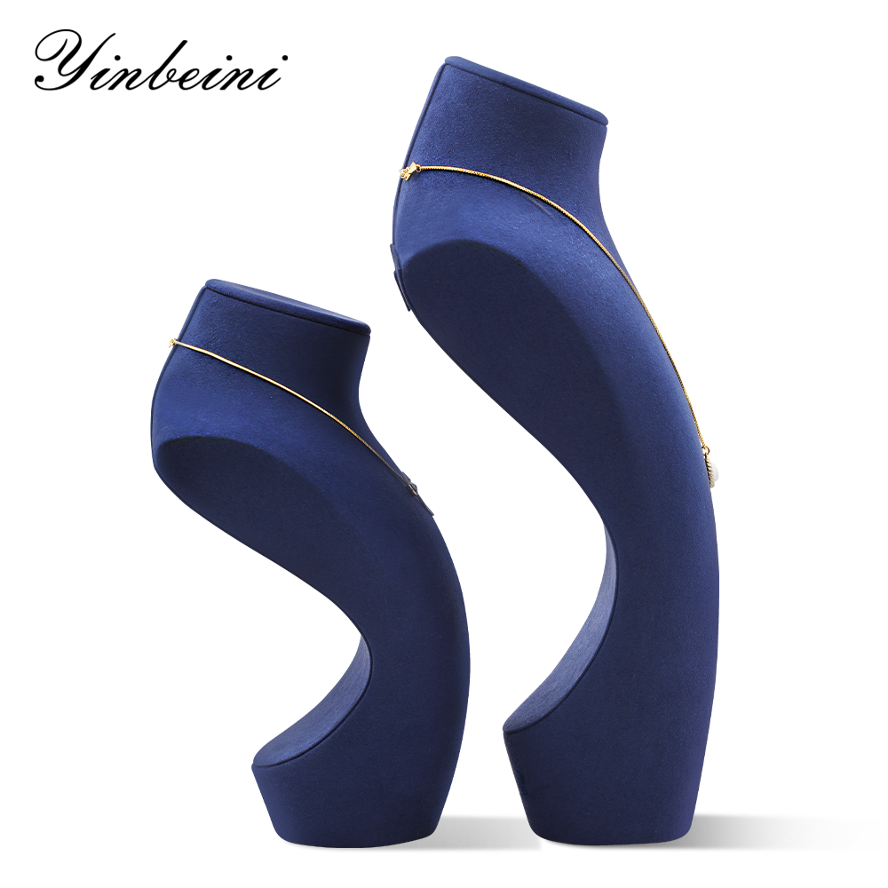 Yinbeini Microfiber  Mannequin Stand Jewelry Display Props Necklace Display Stand Portrait display stand Vertical jewelry counter Jeweler Beige RX007