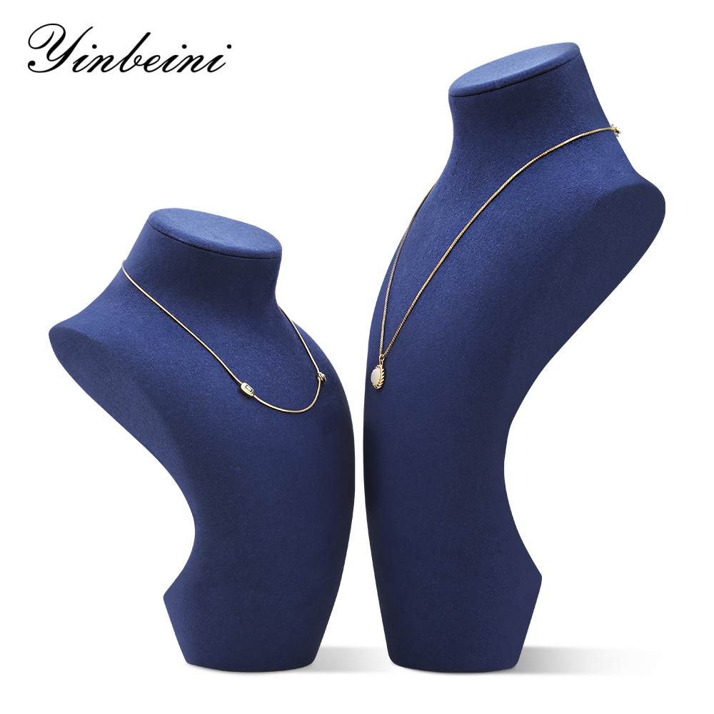 Yinbeini Microfiber  Mannequin Stand Jewelry Display Props Necklace Display Stand Portrait display stand Vertical jewelry counter Jeweler Beige RX007