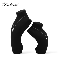 Yinbeini Microfiber  Mannequin Stand Jewelry Display Props Necklace Display Stand Portrait display stand Vertical jewelry counter Jeweler Beige RX007