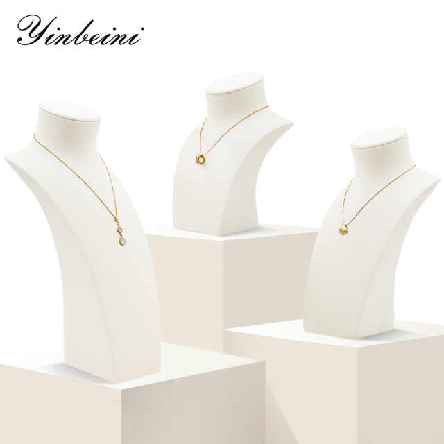 Yinbeini Microfiber Portrait display stand Necklace Display Stand  Jewelry Display Props Vertical Mannequin Stand jewelry counter Beige RX011