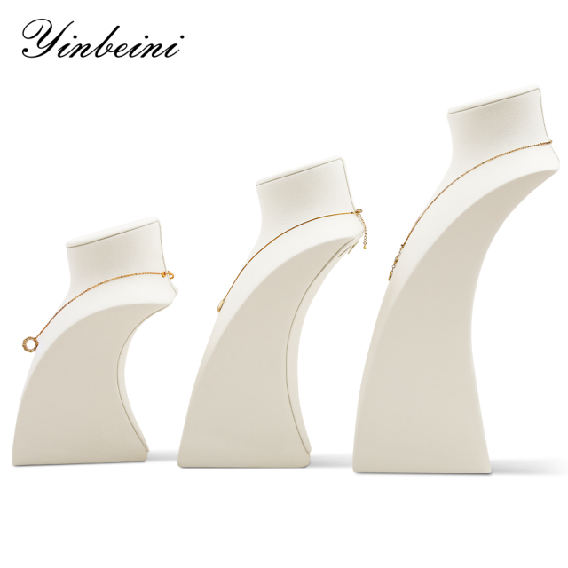 Yinbeini Microfiber Portrait display stand Necklace Display Stand  Jewelry Display Props Vertical Mannequin Stand jewelry counter Beige RX011