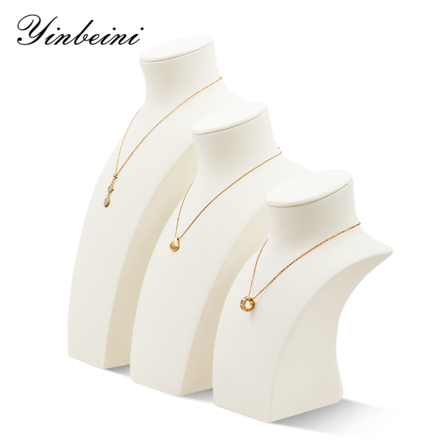 Yinbeini Microfiber Portrait display stand Necklace Display Stand  Jewelry Display Props Vertical Mannequin Stand jewelry counter Beige RX011
