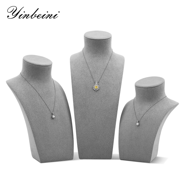 Yinbeini Microfiber Portrait display stand Necklace Display Stand  Jewelry Display Props Vertical Mannequin Stand jewelry counter Beige RX011