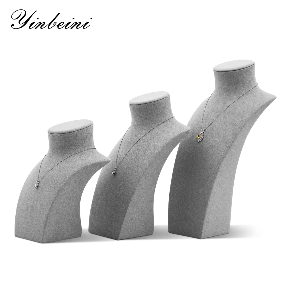 Yinbeini Microfiber Portrait display stand Necklace Display Stand  Jewelry Display Props Vertical Mannequin Stand jewelry counter Beige RX011