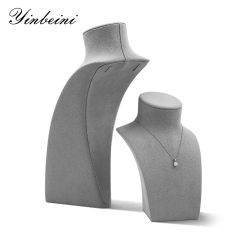 Yinbeini Microfiber Portrait display stand Necklace Display Stand  Jewelry Display Props Vertical Mannequin Stand jewelry counter Beige RX011