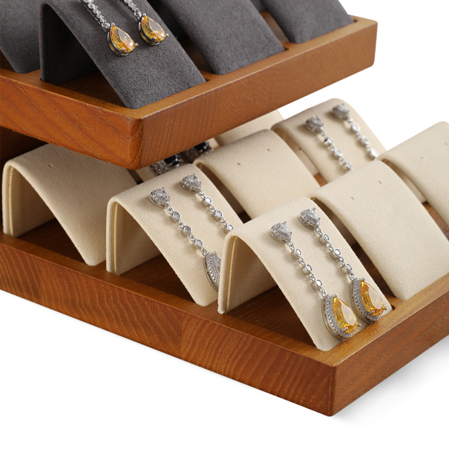 Yinbeini Solid Wooden Earrings Storage Tray Stud Earring Organizer Earrings Display Holder Jewelry Counter Jeweler Counter
