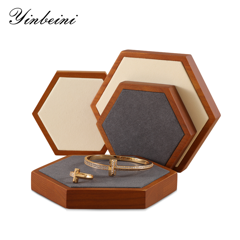 Yinbeini Solid wood jewelry display stand necklace display stand jewelry display set bracelet design plate earrings ring display stand