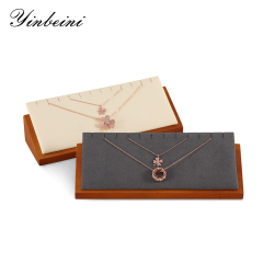 Yinbeini Wooden Necklace Pendant Organizer Jewelry Display Stand with Microfiber Long Chain Necklace Storage Holder