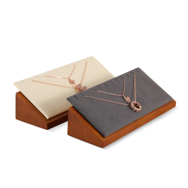 Yinbeini Wooden Necklace Pendant Organizer Jewelry Display Stand with Microfiber Long Chain Necklace Storage Holder