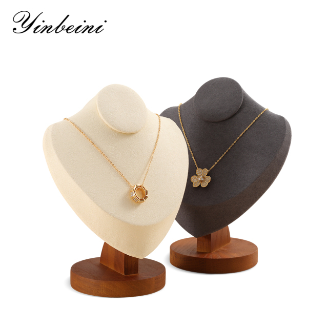 Yinbeini Solid wood necklace display stand bracelet pendant jewelry display stand portrait model neck counter display props