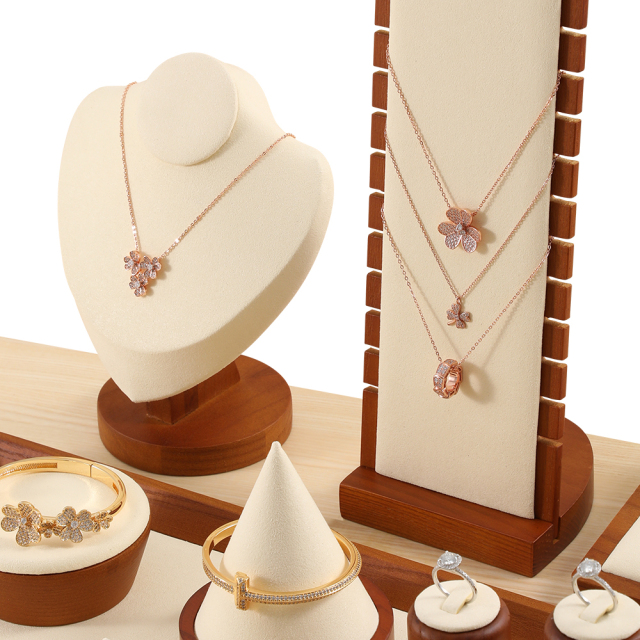 Yinbeini Solid wood necklace display stand bracelet pendant jewelry display stand portrait model neck counter display props