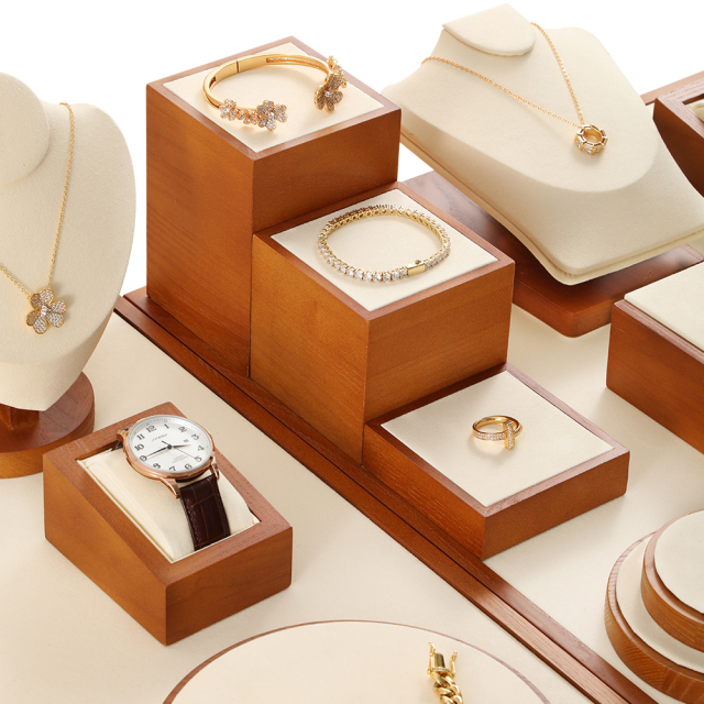 Yinbeini solid wood  jewelry display rack jewelry shooting props earring ring bracelet display rack Jewelry counter