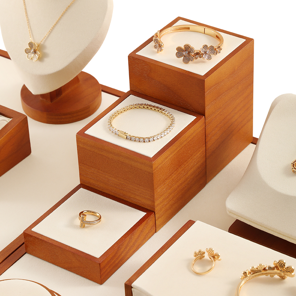 Yinbeini solid wood  jewelry display rack jewelry shooting props earring ring bracelet display rack Jewelry counter