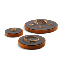 Yinbeini Wooden Earrings Bracelet Ring Organizer Jewelry Display Stand Watch Bangle Storage Holder Round Display Tray SM030