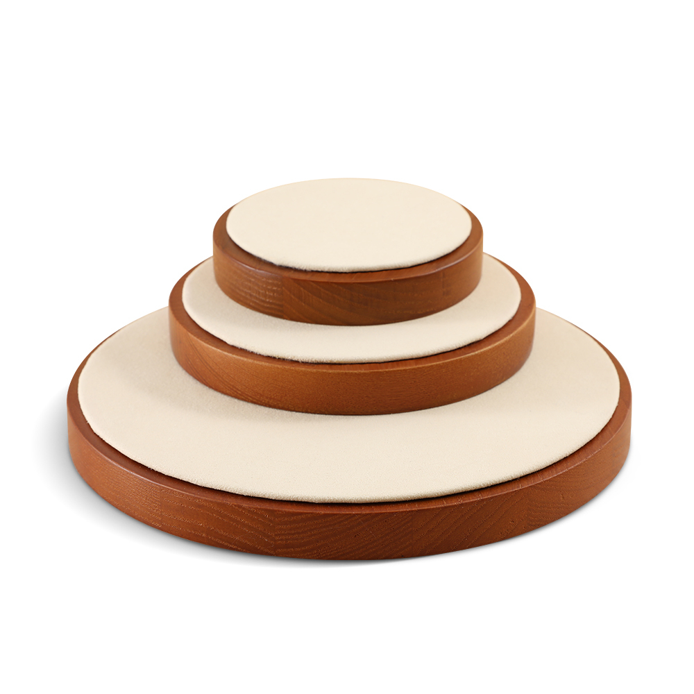 Yinbeini Wooden Earrings Bracelet Ring Organizer Jewelry Display Stand Watch Bangle Storage Holder Round Display Tray SM030