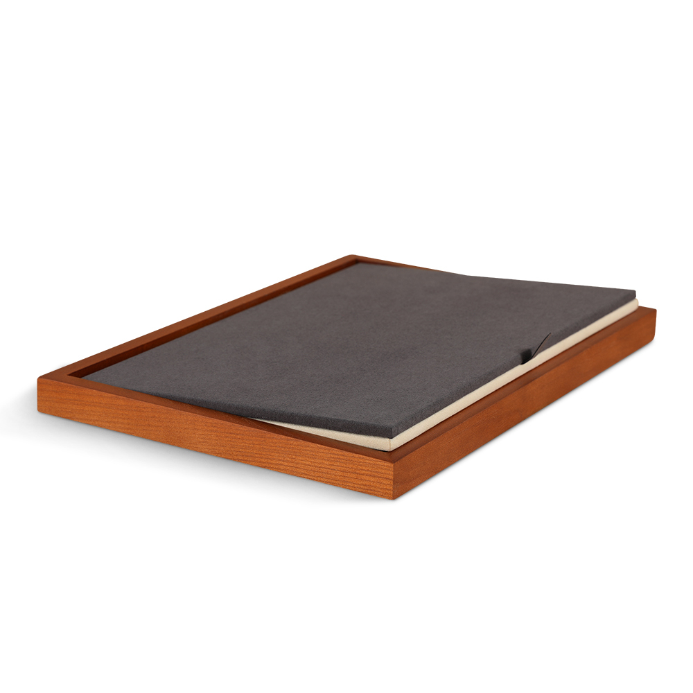 Yinbeini Wooden jewelry display two-color pad bracelet ring earrings necklace display tray Microfiber desktop display jewelry storage box