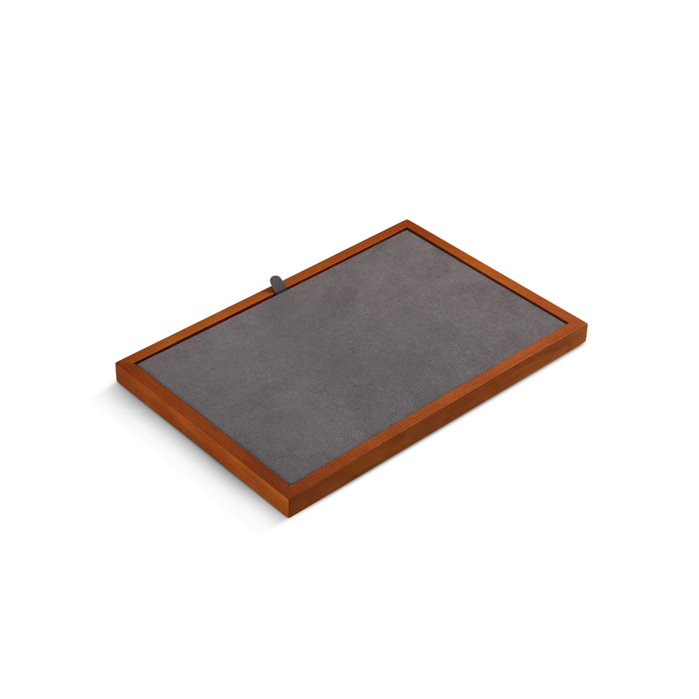 Yinbeini Wooden jewelry display two-color pad bracelet ring earrings necklace display tray Microfiber desktop display jewelry storage box