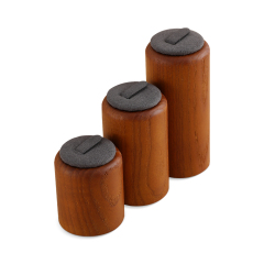 Yinbeini Wooden 3Pcs Ring Display Stand Ring Storage Holder with Microfiber Ring Organizer Shop Counter Table Top Prop