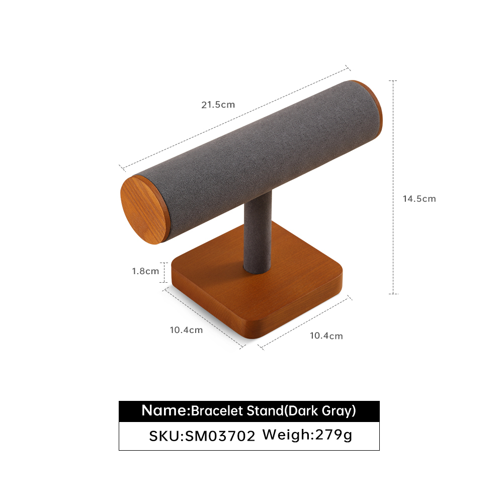Yinbeini Soft Microfiber Wood Base Jewelry Bracelet Display Stand to Protect and Showcase Delicate Fine Jewelry Pieces SM037