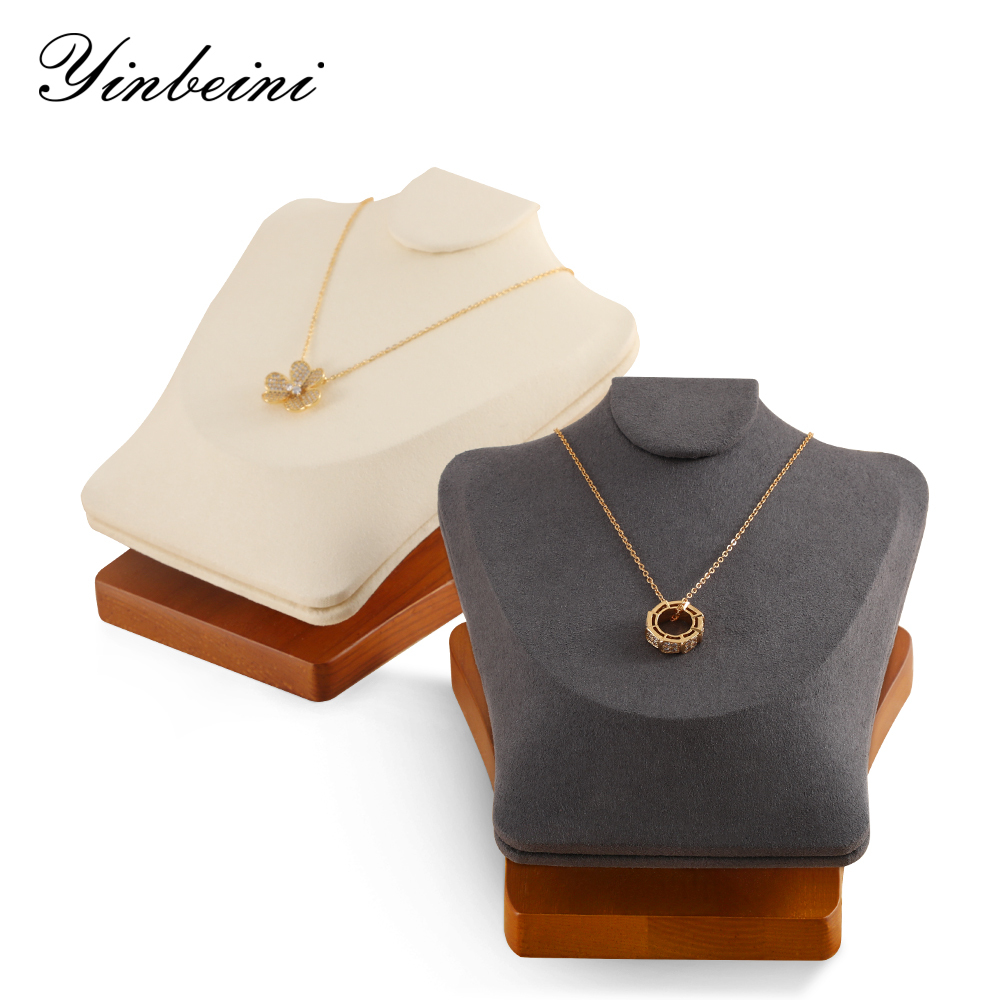 Yinbeini Professional Wood Base Reclining Portrait Necklace Display Set for Jewelry Designers and Studio Use Ideal for Client Presentations SM039
